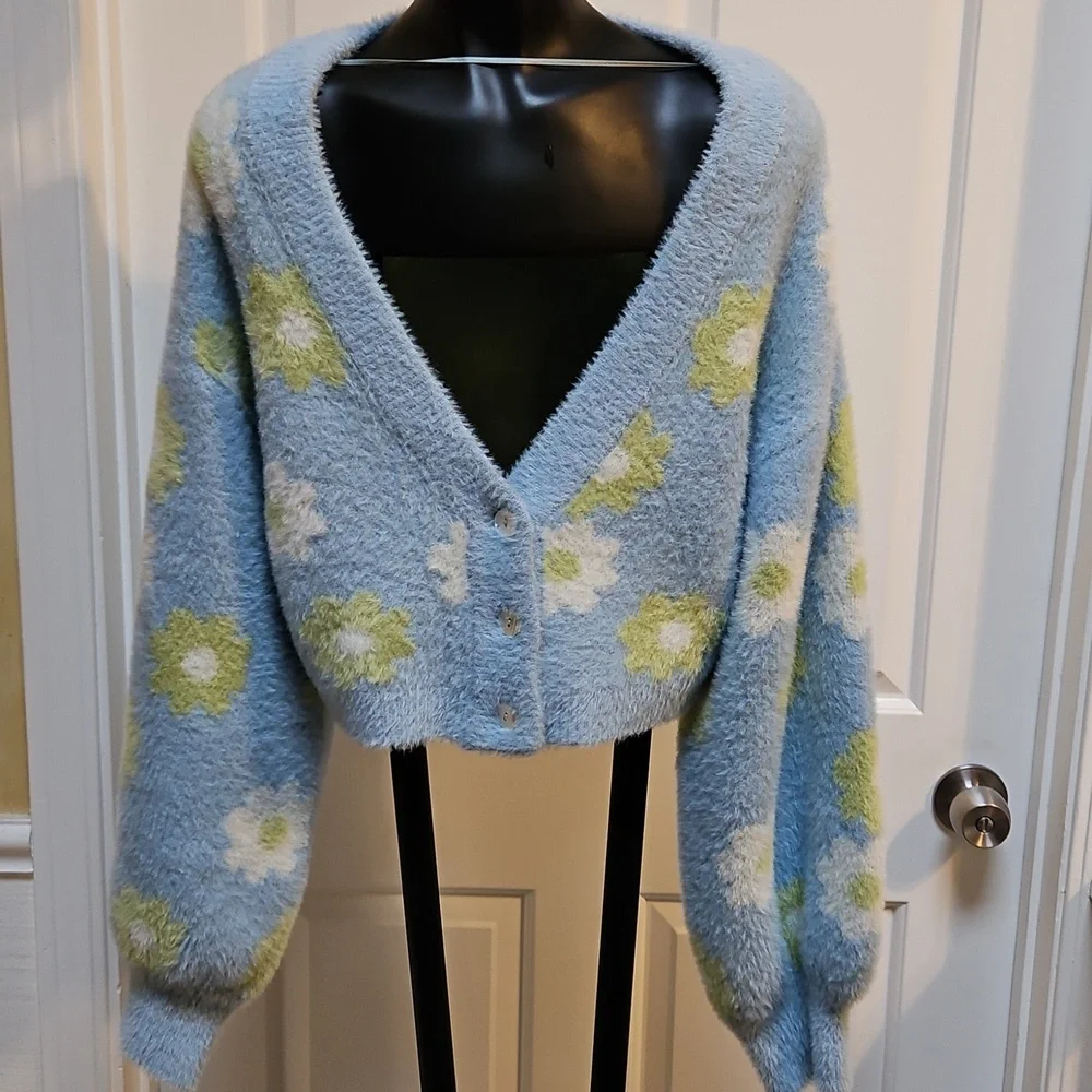 KENDALL & KYLIE Floral Cardigan Sweater - S
